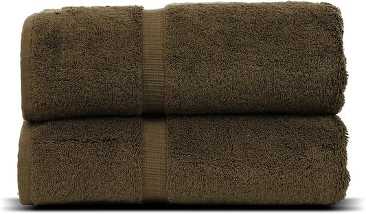 Luxury Hotel & Spa Collection Highly Absorbent, Quick Dry 100% Turkish Cotton 700 GSM, Eco Friendly Towel, for Bathroom Dobby Border Soft Bath Towel Set 27 X 54 (Cocoa, Bath Towels - Set of 2)