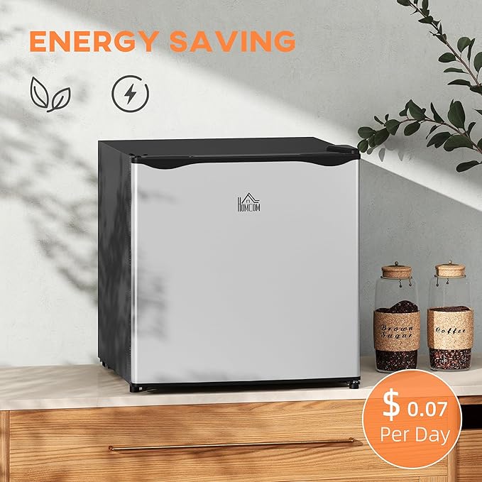 HOMCOM Mini Freezer Countertop, 1.1 Cu.Ft Compact Upright Freezer with Removable Shelves, Reversible Door for Home, Dorm, Apartment and Office, Silver