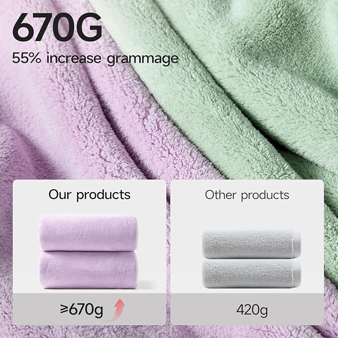 REDKISS Bath Towels Set of 6 - Oversized Bath Sheets (70 x35 in), 670GSM Ultra Soft & Highly Absorbent, Quick Dry Purple Towel Sets for Bathroom, Spa, Hotel, Gym