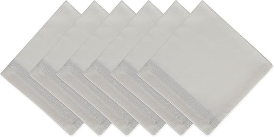 DII Holiday Dining Table Linen Sparkle Metallic Kitchen Décor, Napkin Set, 20x20, Silver Metallic Stripe, 6 Piece