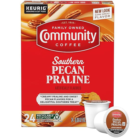 Community Coffee Southern Pecan Praline Flavored 24 Count Keurig K-Cup Coffee Pods, Medium Roast, 24 Count (Pack of 1)