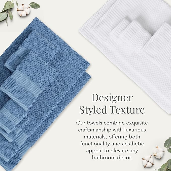 NY Loft 100% Cotton Bath Towel Set of 4 | White Towels | Oeko-TEX® Standard 100 | Soft & Absorbent, Quick-Dry Bath Towels | 30" x 52" | | Trinity Collection - White