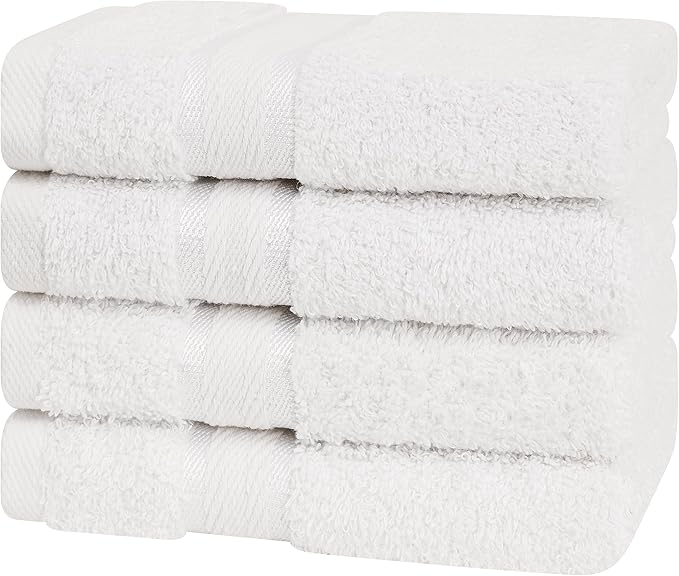 4 Pack Washcloth Set, 100% Cotton Wash Rags Towels for Bathroom, White