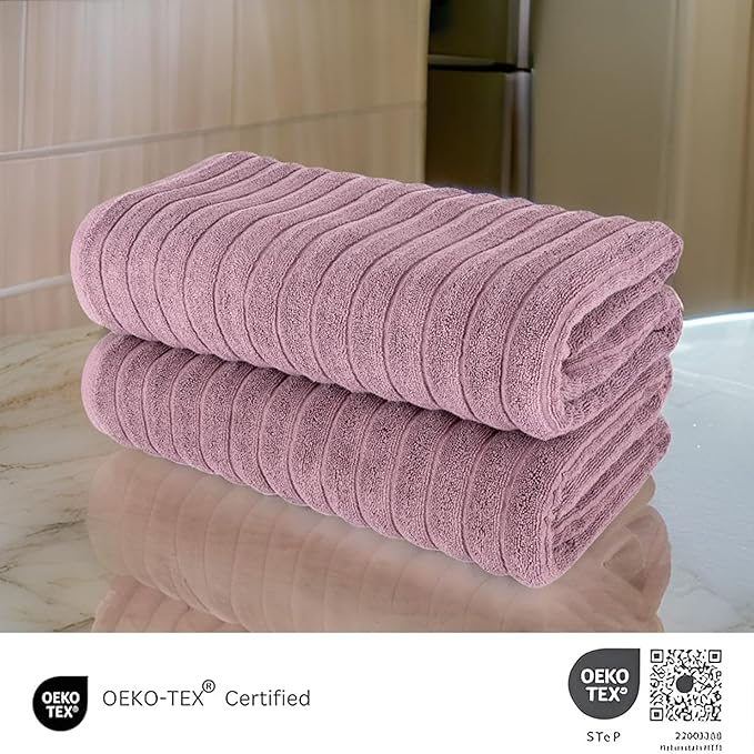 Classic Turkish Towels CTT - Premium 2 Piece Jumbo Bath Sheets, 100% Turkish Cotton, Absorbent & Ultra Comfy Bath Towel Sheets for Hotels & Spa | 40"x65" (Mauve)