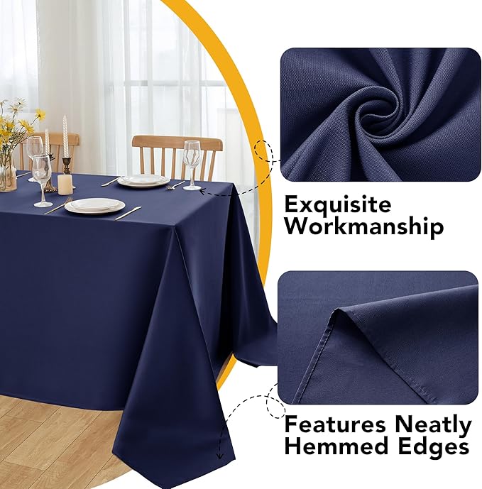 10-Pack Navy Blue Tablecloths for Rectangle Tables, 60 x 102 Inches, Stain-Resistant Polyester Fabric for 6 Foot Tables - Washable Table Covers for Weddings, Birthday Parties, Events