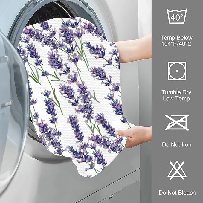 Lavender Hand Towel,Purple Flowers Hand Bath Towels Set of 2 Dish Towels Soft Absorbent Decorative Hand Towels for Bathroom Kitchen Yoga Home Decor 14 x 28 in