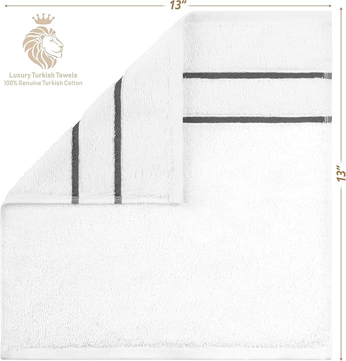 4 Packed White Washcloth Set, 100% Turkish Cotton Washcloths Washrags, Small Hand Face Towels for Bathroom and Kitchen, Dark Gray