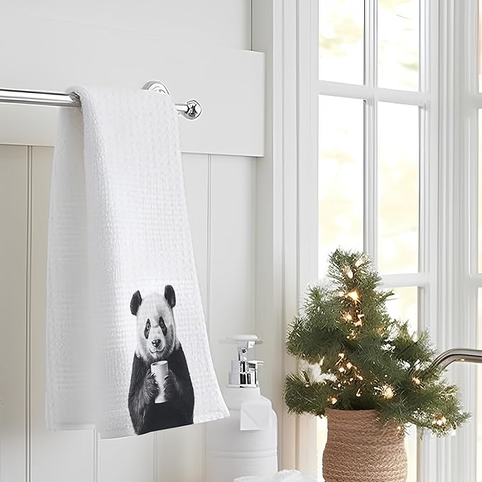 Panda Hand Towels for Bathroom, Pandas Bathroom Hand Towels, Funny Hand Towels, Panda Bathroom Decor, Panda Gifts for Women Girls Panda Lovers, 16x24 Inch