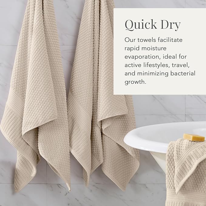 NY Loft 6-Piece Cotton Towel Set - Super Soft & Absorbent, Quick-Dry, Sand Color, OEKO-TEX Certified, Machine Washable