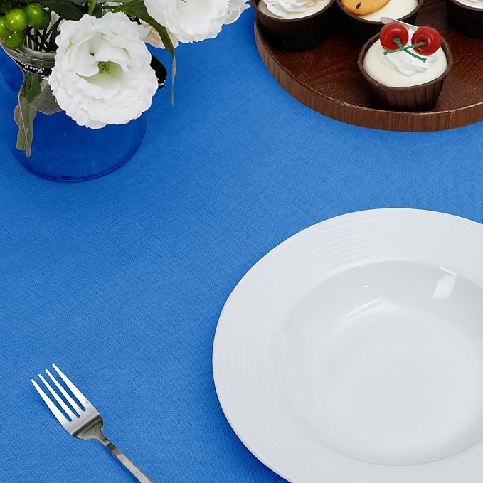Easy-Going Faux Linen Waterproof Spill-Proof Tablecloth Stain Resistant Rectangle Table Cloth Wrinkle Free Decorative Fabric for Kitchen, Dining, Party, Weddings, Restaurants (60x102 in, Royal Blue)