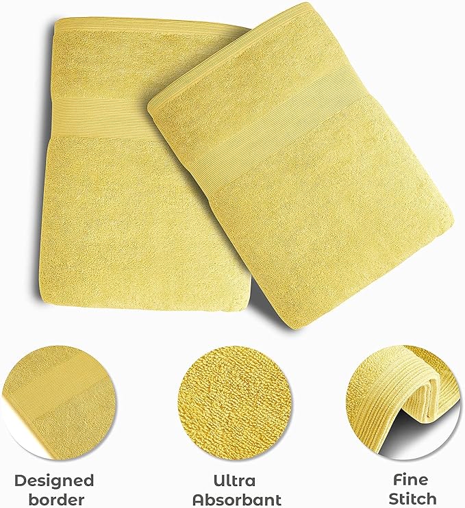 Softolle Luxury Bath Towels Set of 4 (27” x 54”) | Towels for Bathroom | Super Soft | Highly Absorbent Towels for Home, Spa, Gym (Yellow)