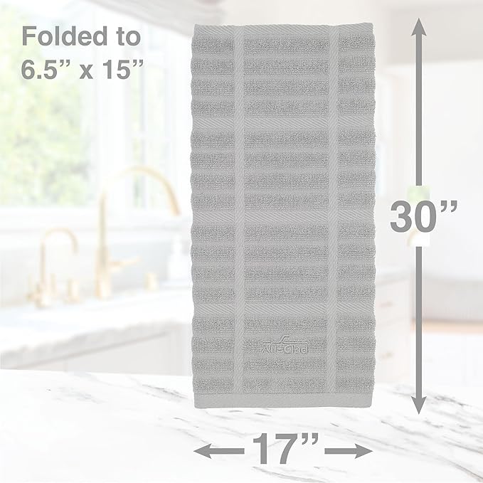 All-Clad Solid Kitchen Towels: Highly Absorbent, Super Soft Long Lasting - 100% Cotton, 17"x30" Tea Towels for Cleaning & Drying Dishes, Pans, Glassware, or Countertops, (2-Pack), Titanium Gray