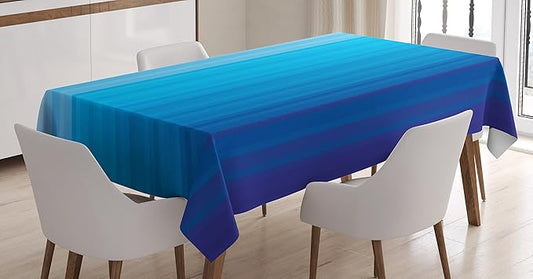 Ambesonne Blue Tablecloth, Abstract Vertical Striped Pattern Dark Blue Tones Serene Illustration Print, Rectangular Table Cover for Dining Room Kitchen Decor, 60" X 90", Pale Blue