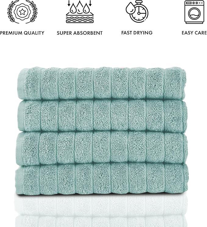 Classic Turkish Towels CTT Luxury Hand Towels for Bathroom Set of 4, 100% Turkish Cotton, Quick Dry & Comfy Towels for Hotel & Spa, Highly Absorbent | 20"x32" (Spa Green)