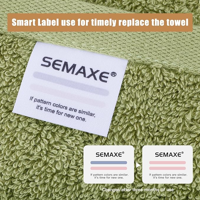 SEMAXE Sage Green Bath Towel Set, 100% Cotton Bathroom Towels with Hanging Loops, Soft & Absorbent, 8 Piece Towel Set Include 2 Bath Towels, 2 Hand Towels, 4 Washcloths