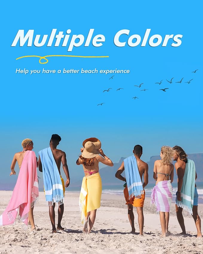 Genovega 2 Packs Oversized Turkish Beach Towels 74"x38" Thin Quick Dry Sand Free Pool Swim Bathing Towel Extra Large Blanket Adult Travel Essentials Accessories Summer Vacation Blue LightGreen Dot