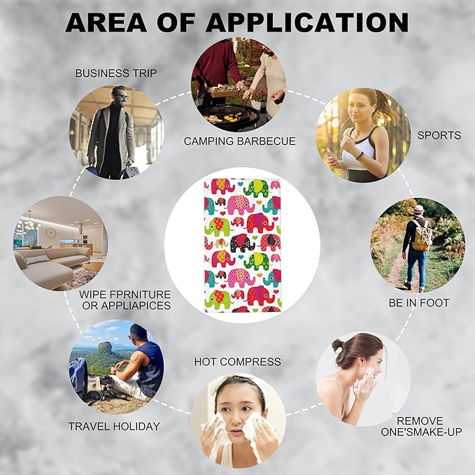 Hand Towels Set of 2 Retro Elephant Towels for Bathroom Soft Absorbent Decorative Hand Bath Towels Dish Towels for Kitchen Sports Gym Yoga Home Decor 14 x 28 in