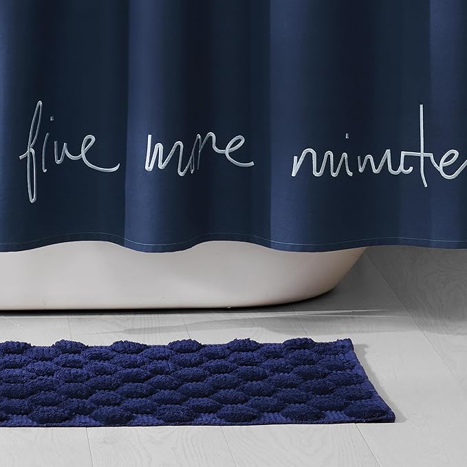 Kate Spade New York Dotted Woven Bath Rug, 21 in x 34 in, Absorbent Bath Mat, Slip Resistant, Made from 100% Cotton, Machine Washable, French Navy