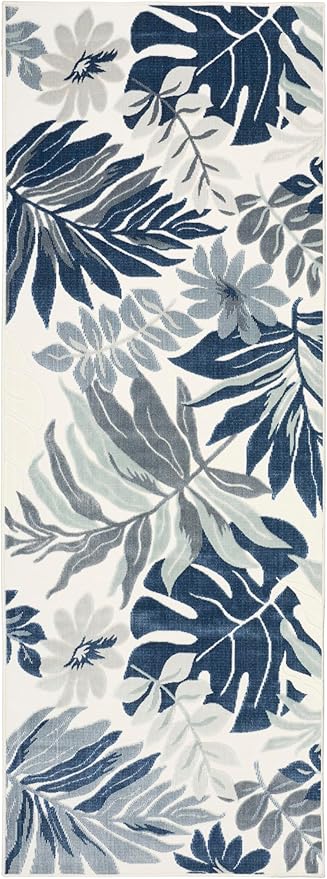 Nourison Home Suncoast Blue 2' x 6' Area Rug - Easy Clean, Non Shedding, Bed Room, Living Room, Dining Room, Kitchen (6' Runner)