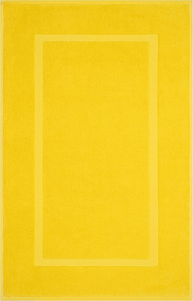 Cotton Paradise 100% Cotton Bath Mats for Bathroom Floor Set of 2 Pack, 20x34 Soft Absorbent Washable Quick Dry Tub Bathmat, Yellow Towel Bath Mat