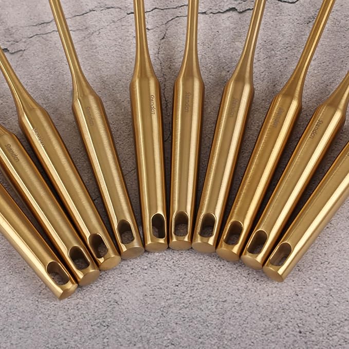 Gold Cooking Utensils Set - 18/10 Stainless Steel Small and Large Spoons Set, 16 PCS All Metal Kitchen Tools, Serving Utensils - Whisk, Masher, Fork, Tongs, Spatula, Turner, Ladle, Skimmer, Pasta