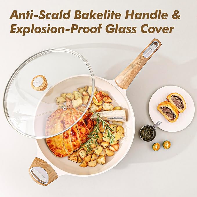 SENSARTE Ceramic Cookware Sets, Pots and Pans Set Nonstick, 20-Piece Induction Cookware, Non-toxic Healthy Non Stick Kitchen Cooking Set with Stay-Cool Handles, PFAS PTFE PFOA PFOS Free