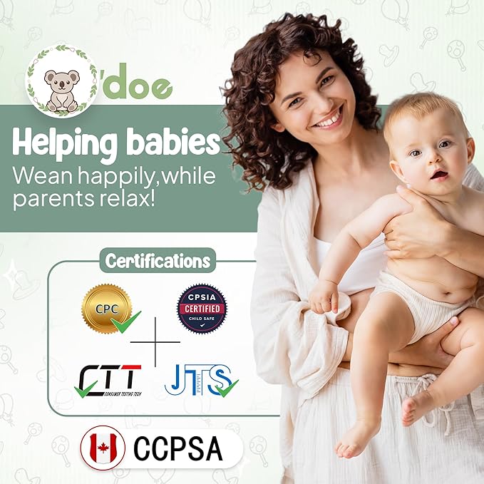 O'doe Baby Weaning Set – 15 Pcs Silicone Baby Feeding Set with Suction Plate, Bowl, Bib, Sippy Cup, Fruit Feeder & Freezer Tray – Baby Plates and Bowls Set for 3M+ | BPA-Free Baby Dishes & Utensils