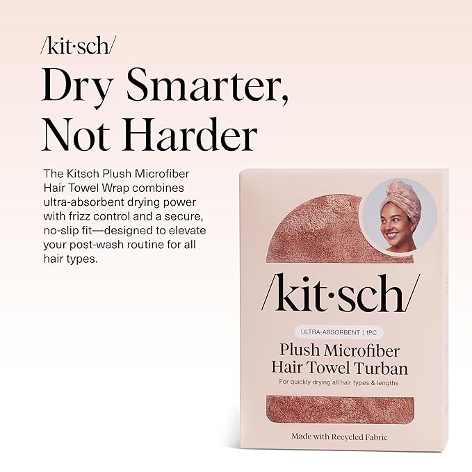 Kitsch Plush Microfiber Hair Towel Wrap for Women - Hair Turbans for Wet Hair, Super Absorbent Drying Towel - Quick Dry, Anti-Frizz - for Long & Short, Wet & Curly Hairs - Terracotta