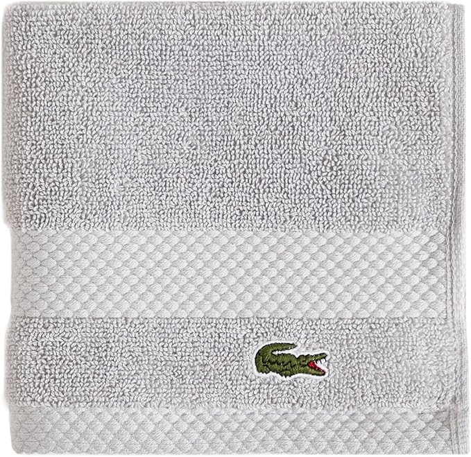 Lacoste Heritage 100% Supima Cotton Wash Cloth, Microchip, 13" x 13" – Highly Absorbent & Quick Drying, Premium Super Soft Bath Towel, Bathroom Essential, Gift for All Occasions, Machine Washable
