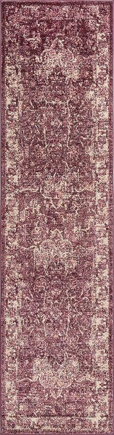 Unique Loom Isabella Collection Area Rug - Adjani (2' 7" x 10' Runner, Purple/ Ivory)
