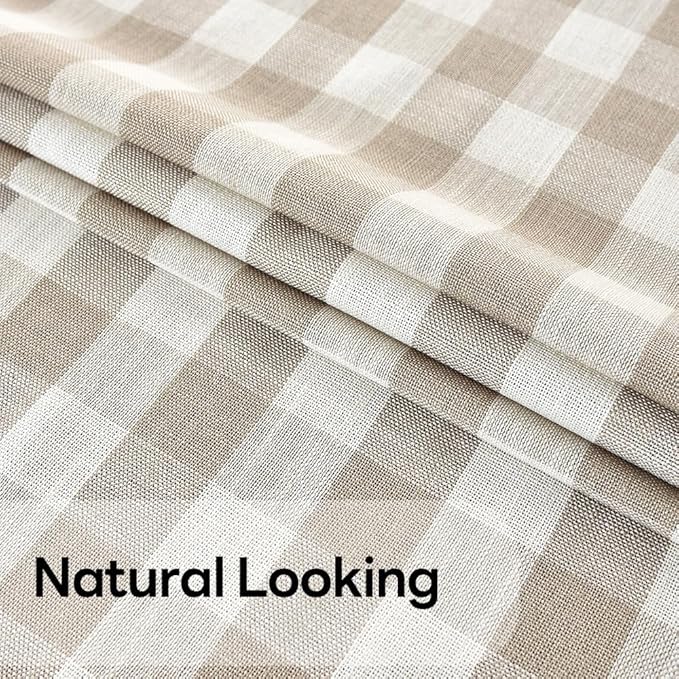 Gingham Tablecloth Rectangle Table Cloth Heavy Duty Cotton Checkered Table Cover for Spring Picnic Kitchen Dining(C-Beige, 52x52 inch)