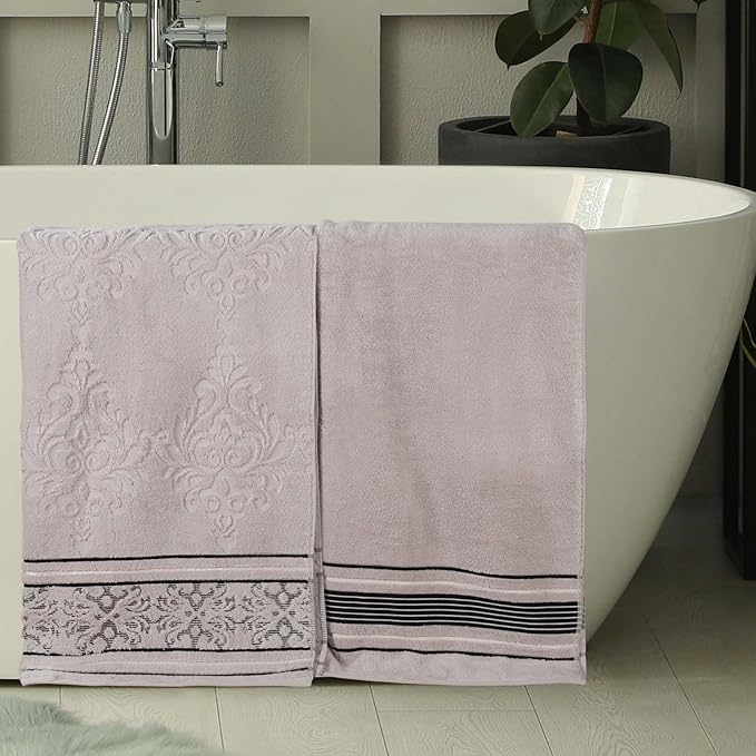 Superior Cotton Bath Sheet Set, Zero Twist, Oversized Large Absorbent Body Towels, Luxury Soft Drying, Shower, Spa, Hotel, Pool, Guest Bathroom, Home Essentials, Assorted Floral Set of 2, Platinum