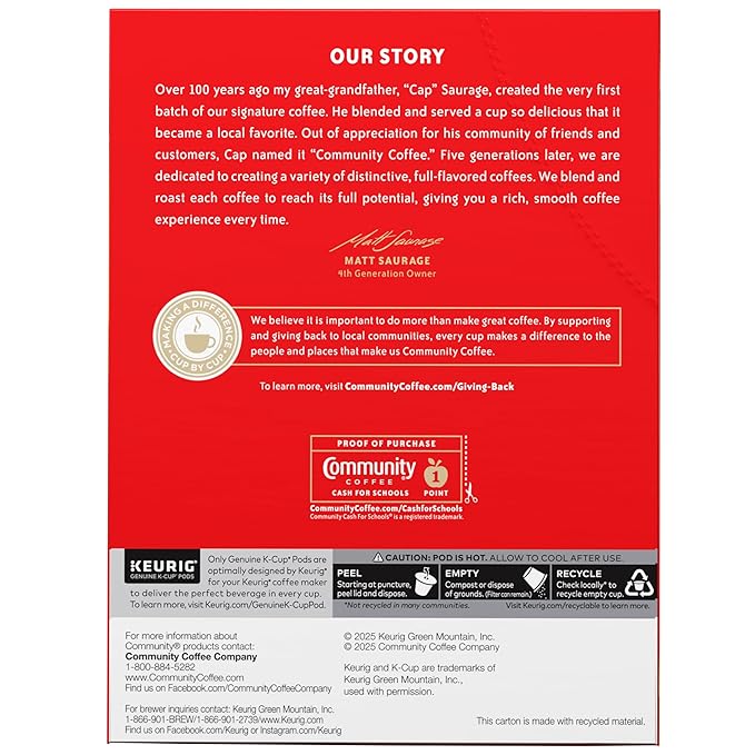 Community Coffee Southern Pecan Praline Flavored 12 Count Keurig K-Cup Coffee Pods, Medium Roast, 12 Count (Pack of 1)