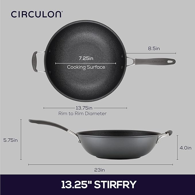 Circulon A1 Series with ScratchDefense Technology Nonstick Induction Stir Fry Pan, 13.25 Inch, Graphite