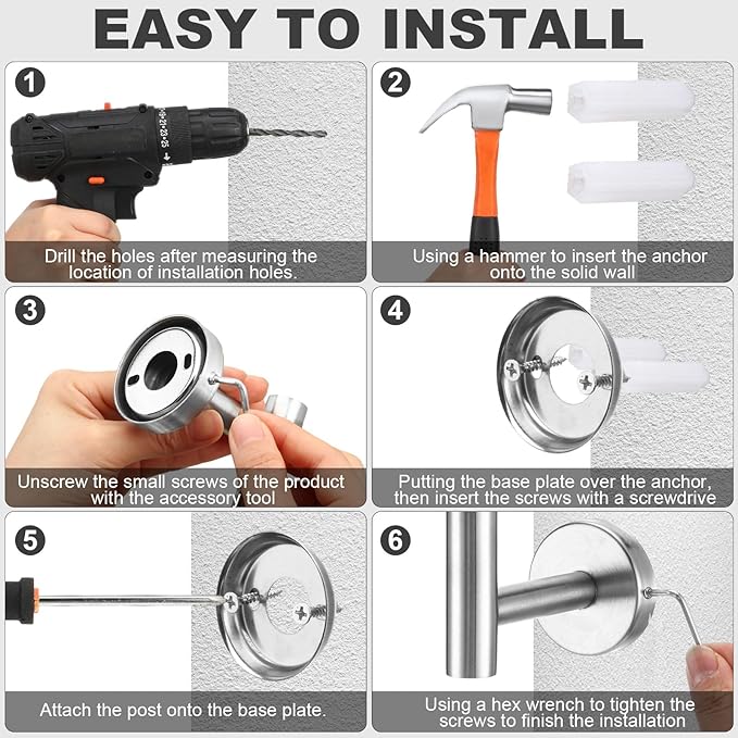 Gisafai 15 Piece Bathroom Hardware Set, 23.6 Inch Brushed Towel Bar Ring Toilet Paper Holder Robe Towel Hook, Sus304 Stainless Steel Bathroom Accessory Set Wall Mounted(Silver)