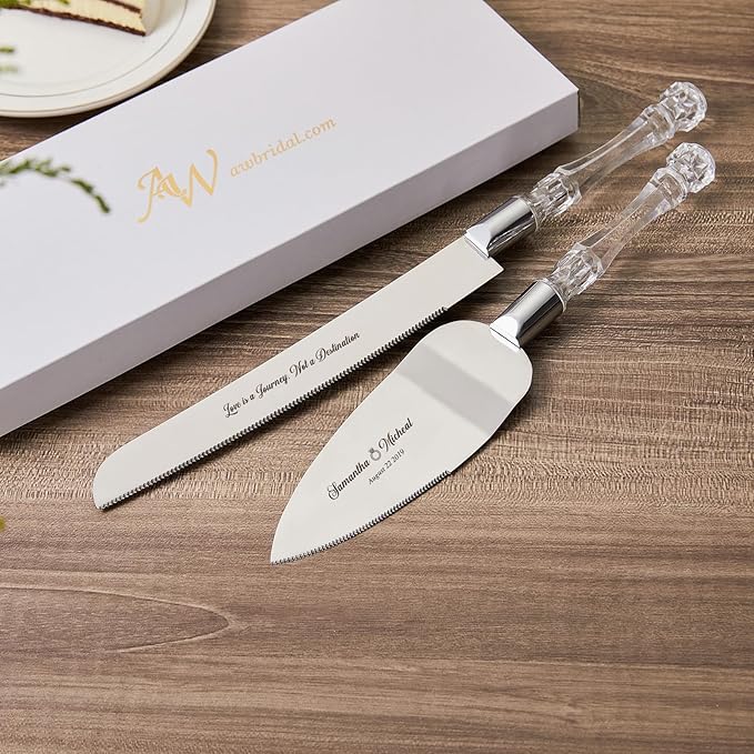 AW BRIDAL Personalized Cake Cutting Set for Wedding, Stainless Steel Wedding Cake Knife Set Wedding Anniversary Engagement Gifts for Couples//DK001CPP67//