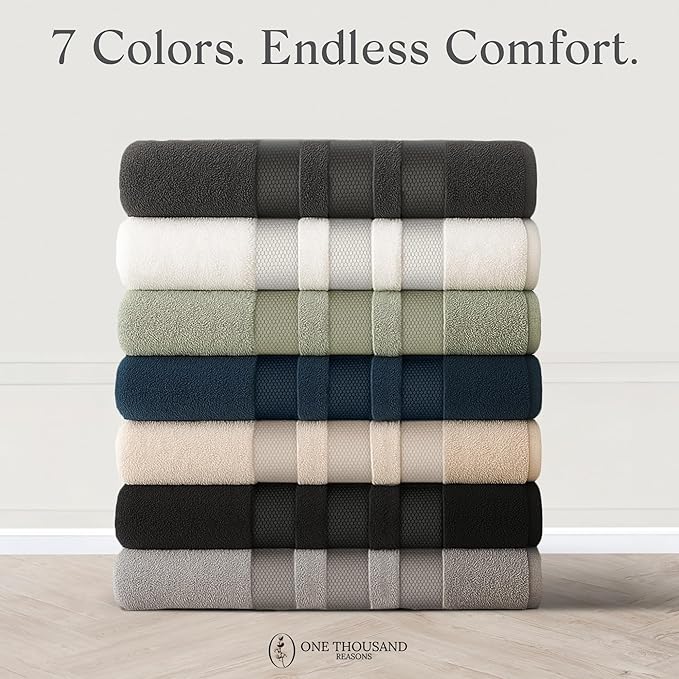 Premium Staple Cotton Bathroom Towel Set - Navy 600 GSM 6-Piece Luxury Bath Towel Set 3 Stripe - 2 Bath Towels, 2 Hand Towels & 2 Washclothes Set - High Absorbent & Quick Dry for Gym, Spa, Hotel