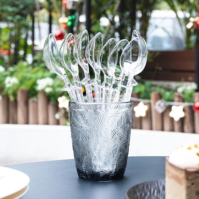 Plastic Spoons Heavy Duty, Disposable Clear Silverware Full Size 7.5", Pack of 85