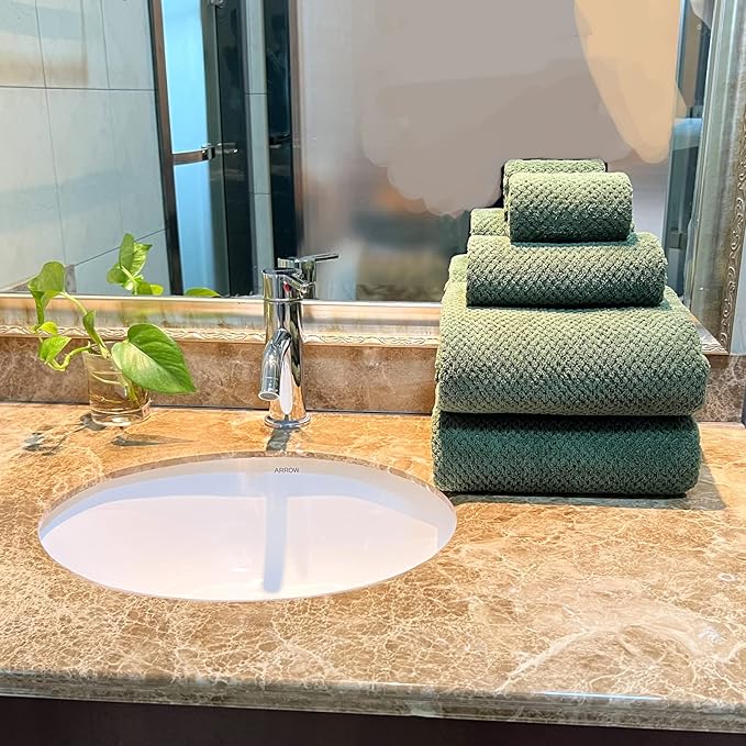 YTYC 29x59 Inch Bath Towels Set of 6 Large, Super Soft Lint Free Lightweight Microfiber Shower Towels for Bathroom 80% Polyester (Olive Green, 6 Piece)