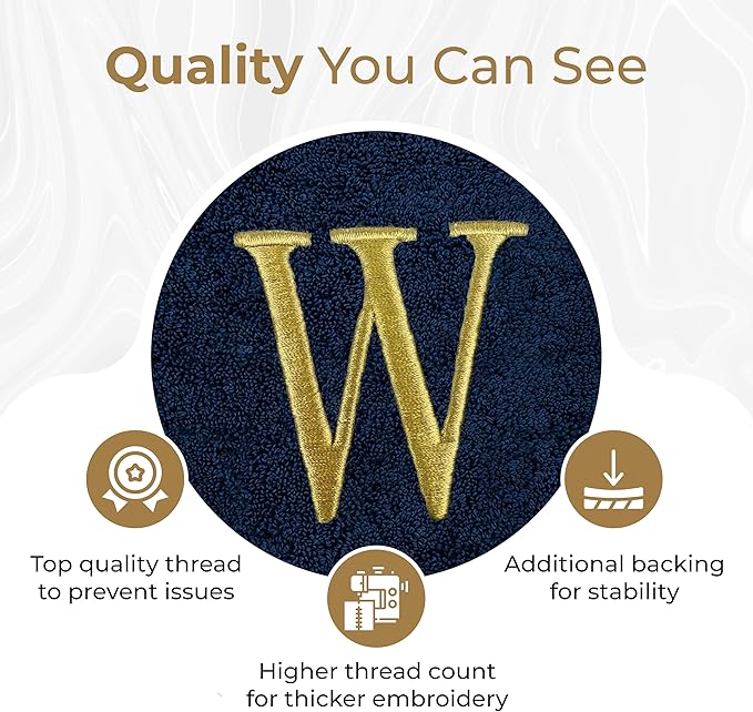 Monogrammed Hand Towels for Bathroom | Luxury Turkish Cotton | Embroidered in USA | Set of 2 | Choose Set Color and Monogram Color | A - Z | Modern Font