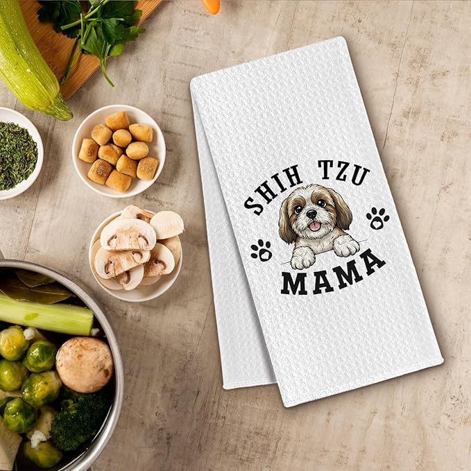 Shih Tzu Kitchen Towels, Dog Mama Shih Tzu Gifts for Women & Dogs Moms, Dog Lover Gifts Decorative Hand Towels for Bathroom, 16x24 Inch