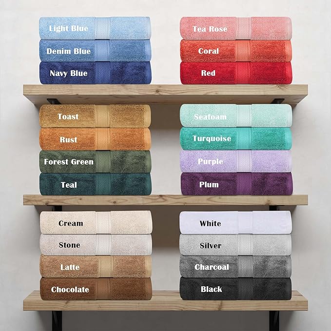 Superior Egyptian Cotton Pile Bath Towels, Ultra Soft Luxury Towel, Thick Plush Essentials, Absorbent Heavyweight, Guest Bath, Hotel, Resort, Spa, Pool, Bathroom, Shower Basics, Set of 2, Muted Mauve