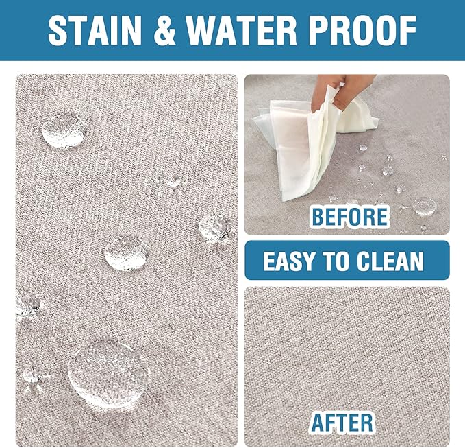 H.VERSAILTEX Linen Textured Tablecloth 54 x 54 Waterproof Decorative Table Cloth Spill-Proof Linen Look Cover for Party Table Extra Soft and Thick Fabric Wrinkle Free, Heather Sand