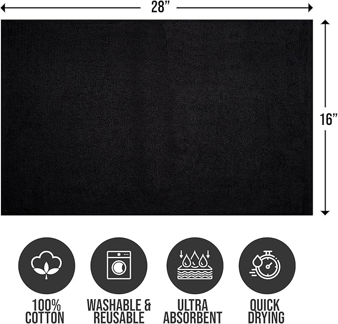 Softolle Salon Towels – Pack of 24 (16"x27") 100% Cotton Ring Spun (Not Bleach Proof) Ultra Soft, Highly Absorbent Hand Towels – Bulk for Spa, Gym & Salon (Black)