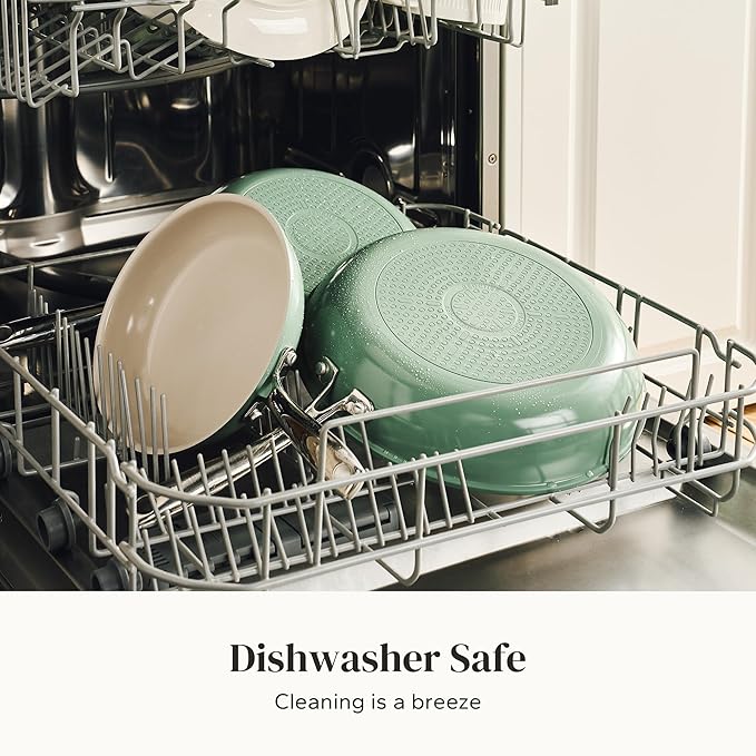 Redchef Non Stick Ceramic Frying Pan Set, Non Toxic Ceramic Pans for Cooking, 8" 9.5" 11" Skillet Set, No PFAS & PTFE & PFOA with Stainless Steel Handle, Dishwasher & Oven Safe Max up to 842°F (Green)