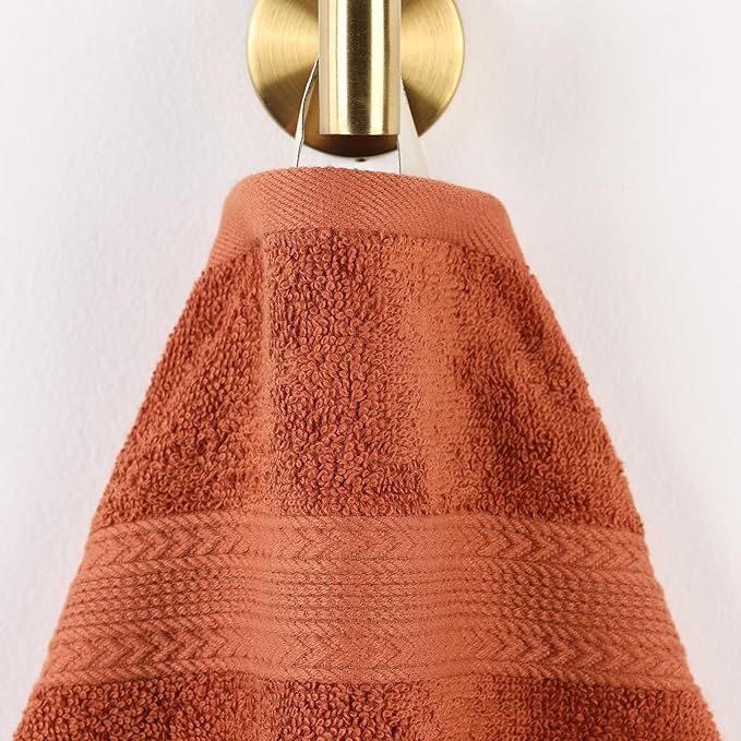 Superior Eco-Friendly Cotton 6-Piece Hand Towel Set, Small Towels for Spa, Resort, Hotel, Guest Bath, Kitchen, Quick Dry, Soft, Bathroom Accessories, Home and Apartment Essentials, Copper