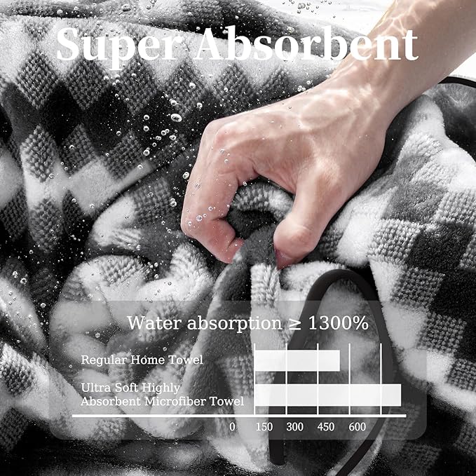 2 Hand Towel Set 16"x31" Black White Towel Set for Bathroom,Highly Absorbent & Quick Dry Hand Towel for Daily Use,Soft Microfiber Multipurpose Towel Collection for Hotel,Spa,Shower,Gym