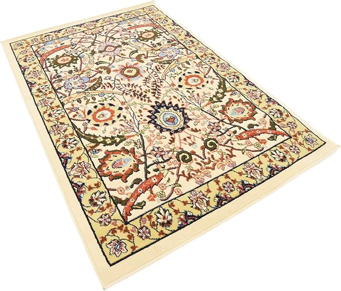 Unique Loom Espahan Collection Area Rug - Cape Cod (4' 1" x 6' 1" Rectangle, Cream/ Black)