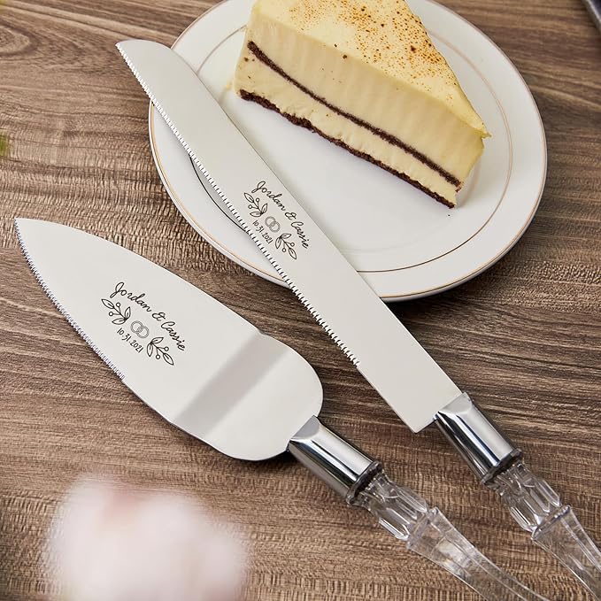 AW BRIDAL Personalized Cake Cutting Set for Wedding, Stainless Steel Cake Knife and Server Set Pie Server Wedding Engagement Gifts for Couples//DK2101CPP25//