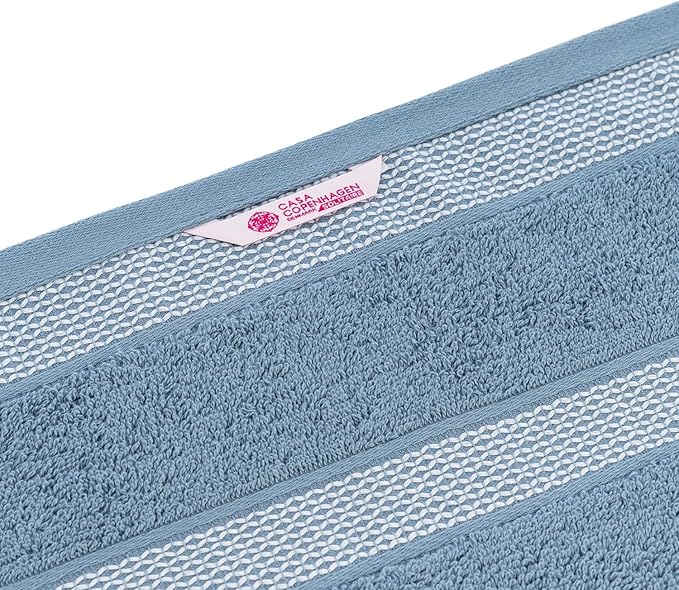 CASA COPENHAGEN Solitaire Mix 6 Pieces Towel Set- Grey Violet + Dusty Blue, 600 GSM 2Bath Towel 2Hand Towel 2Washcloth, Designed in Denmark Made of Soft Egyptian Cotton for Bathroom, Kitchen & Shower